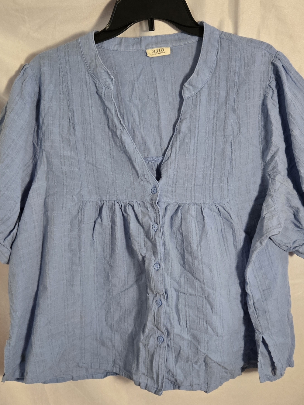 a.n.a Light Blue Button-Front Women's Top